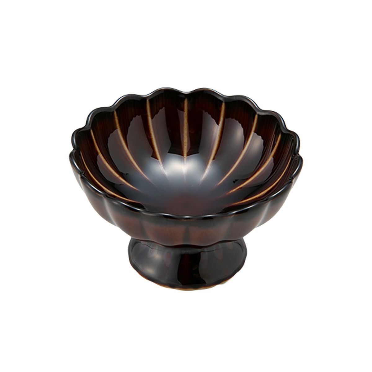 カネコ小兵製陶所 ぎやまん陶 高台珍味／デザートカップ 8cm 漆ブラウン