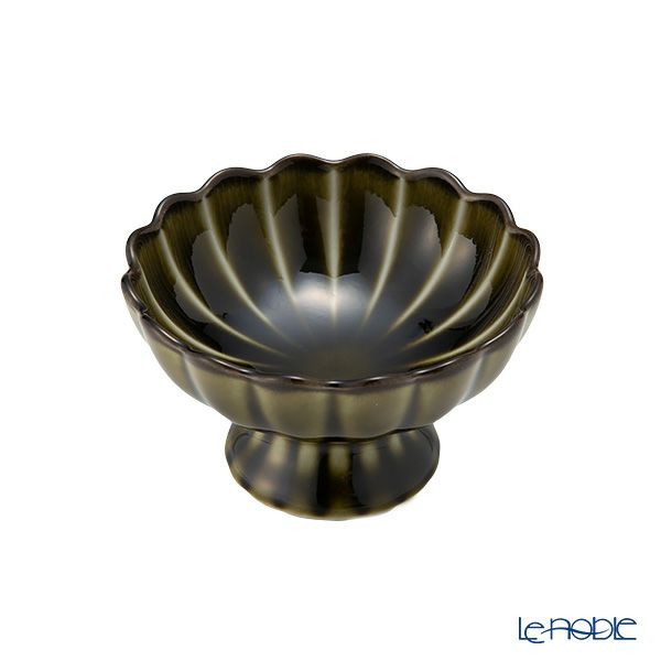 カネコ小兵製陶所 ぎやまん陶 高台珍味／デザートカップ 8cm 利休グリーン