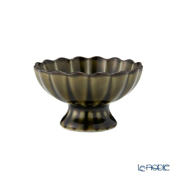 カネコ小兵製陶所 ぎやまん陶 高台珍味／デザートカップ 8cm 利休グリーン