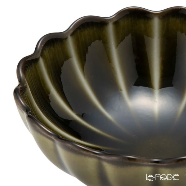 カネコ小兵製陶所 ぎやまん陶 高台珍味／デザートカップ 8cm 利休グリーン