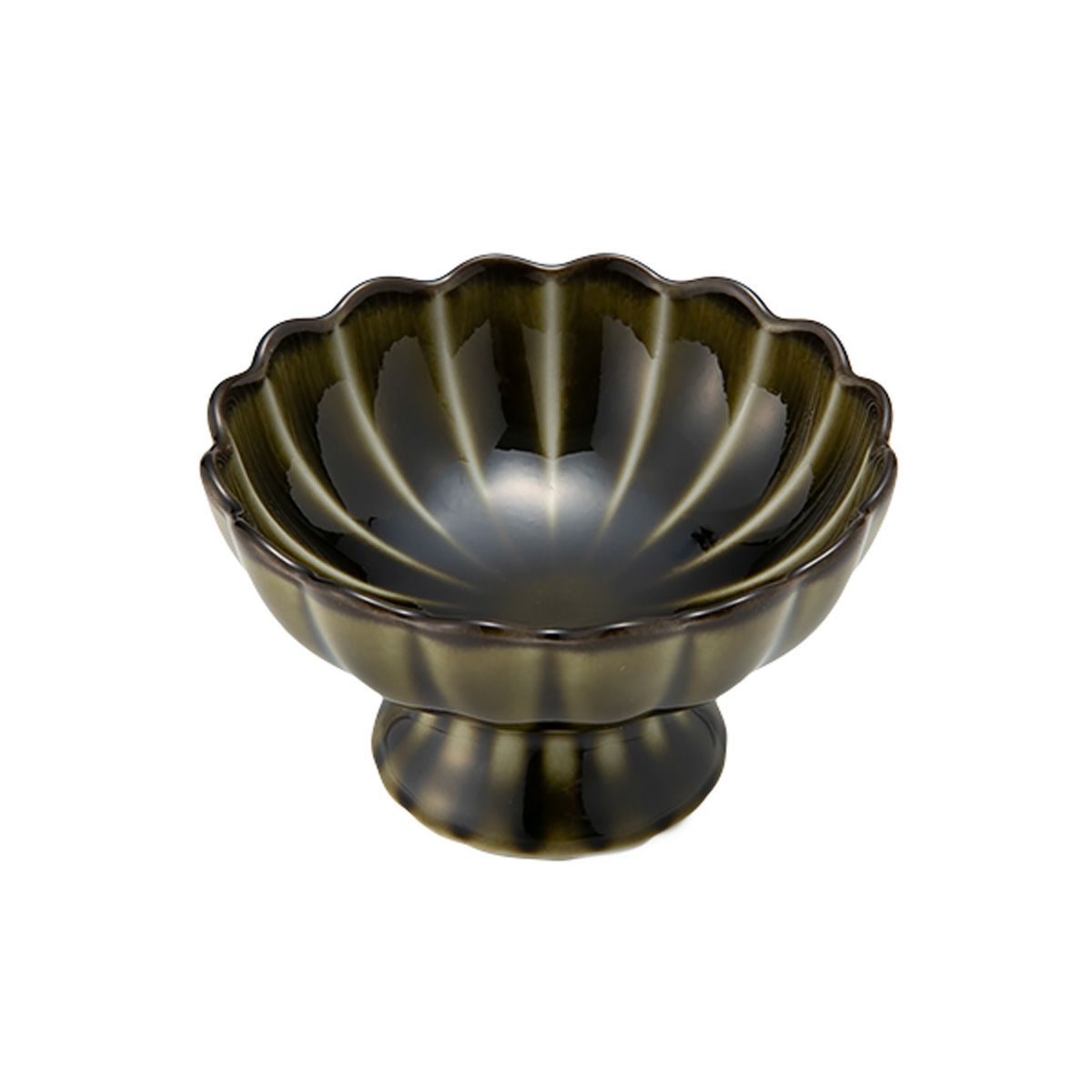 カネコ小兵製陶所 ぎやまん陶 高台珍味／デザートカップ 8cm 利休グリーン