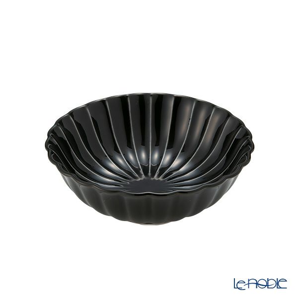 カネコ小兵製陶所 ぎやまん陶 浅小鉢／ラウンドボウル 12cm 墨ブラック