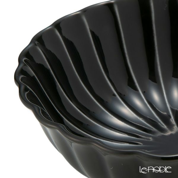 カネコ小兵製陶所 ぎやまん陶 浅小鉢／ラウンドボウル 12cm 墨ブラック