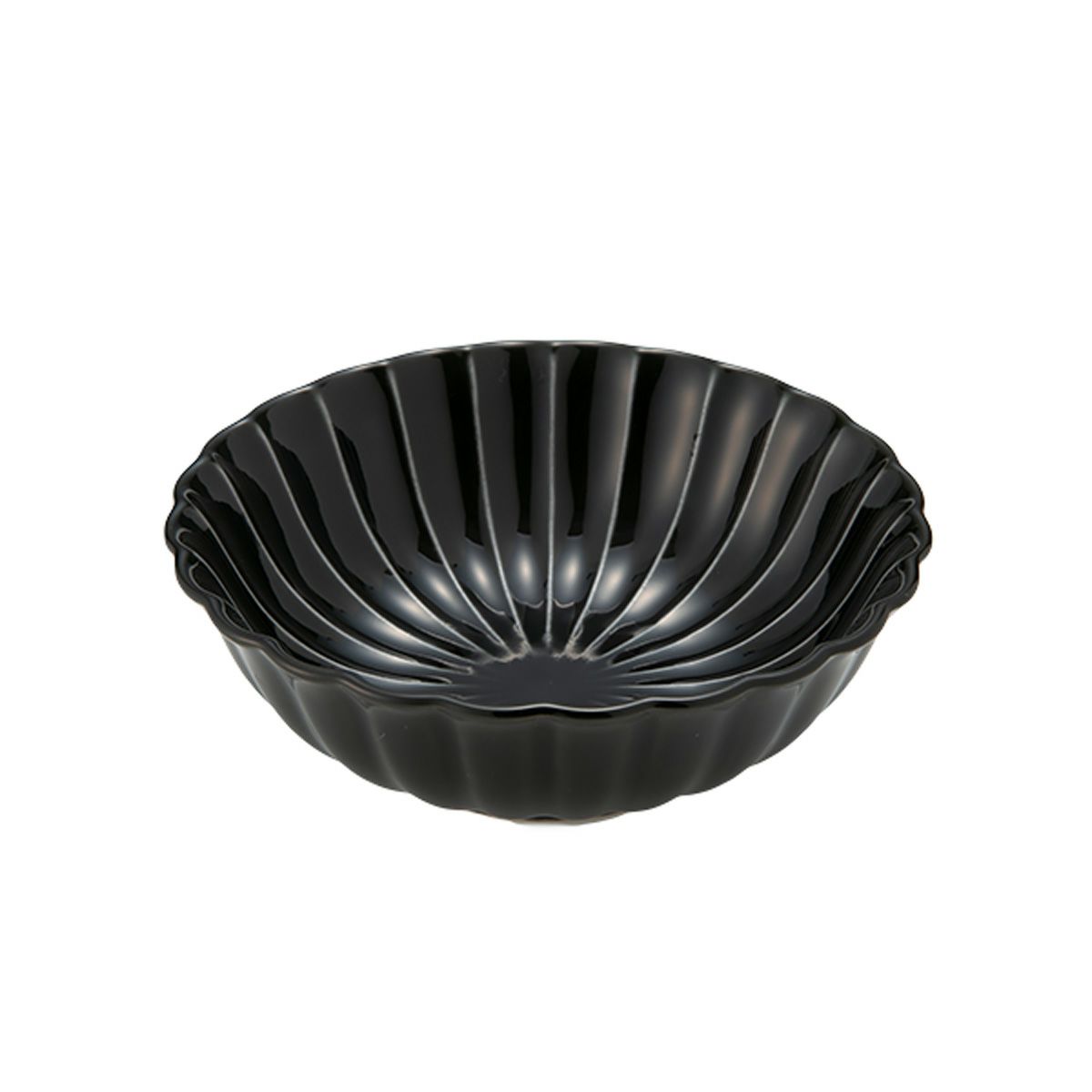 カネコ小兵製陶所 ぎやまん陶 浅小鉢／ラウンドボウル 12cm 墨ブラック