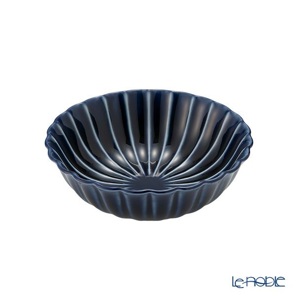 カネコ小兵製陶所 ぎやまん陶 浅小鉢／ラウンドボウル 12cm 茄子紺ブルー