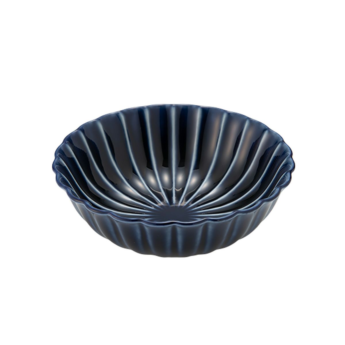 カネコ小兵製陶所 ぎやまん陶 浅小鉢／ラウンドボウル 12cm 茄子紺ブルー