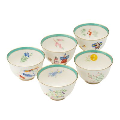 香蘭社 月ごよみ 湯呑み 5客揃 190ml IB576-CCG | ブランド洋食器専門