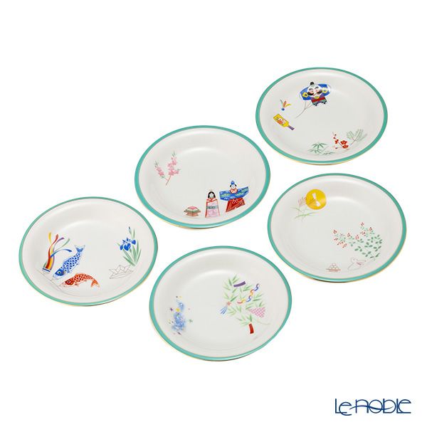 香蘭社 月ごよみ 銘々皿 5枚揃 14cm IB576-FXR