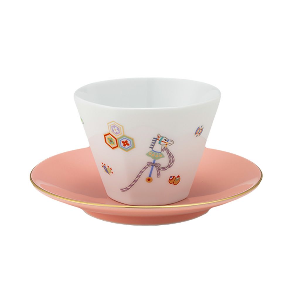 香蘭社 節句文 春駒 カップ130ml ＆ ソーサー13cm ピンク P1047-1CZFA