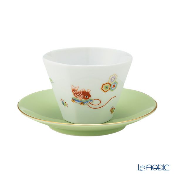 香蘭社 節句文 鯛車 カップ130ml ＆ ソーサー13cm グリーン F1048-1CZFA
