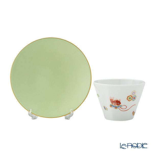 香蘭社 節句文 鯛車 カップ130ml ＆ ソーサー13cm グリーン F1048-1CZFA