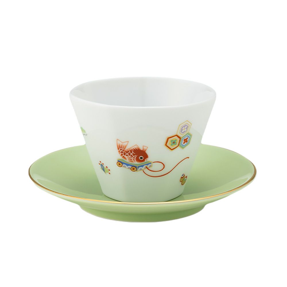 香蘭社 節句文 鯛車 カップ130ml ＆ ソーサー13cm グリーン F1048-1CZFA