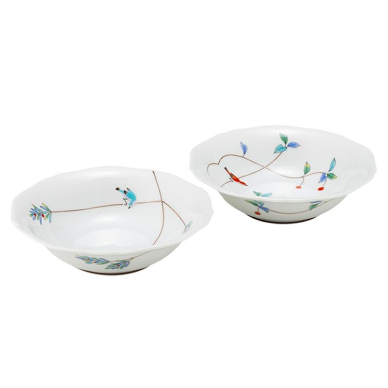 香蘭社 小鳥の詩 中鉢 14.5cm ペア 1016-2GRKK5