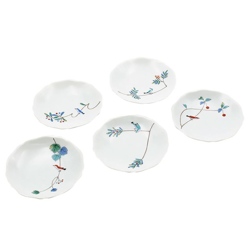 香蘭社 小鳥の詩 小皿揃 10cm 5枚セット 1016-FRKK3