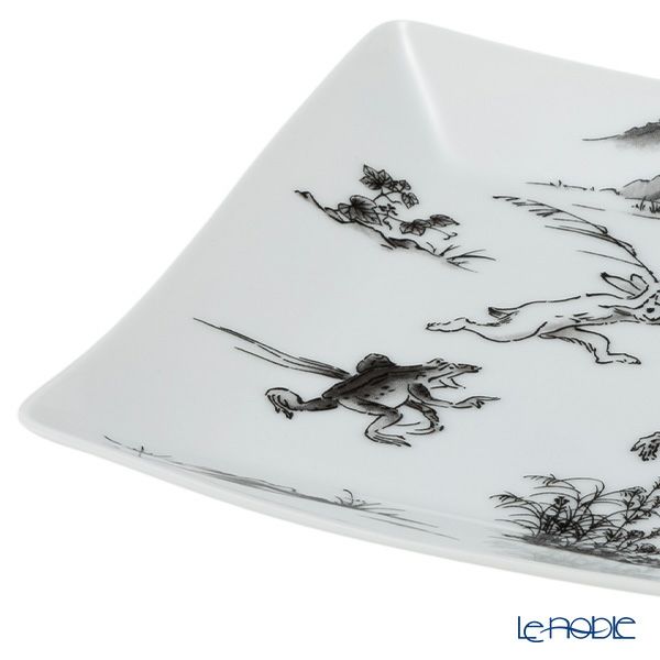 香蘭社 鳥獣戯画 猿追い 角皿 13.5cm 黒 2220K-1FAK5