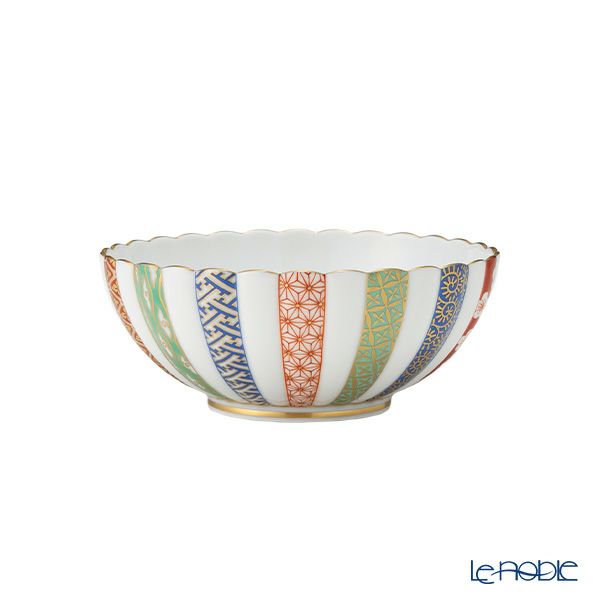 香蘭社 三色地紋 中鉢 13cm ペア 843-2GQM