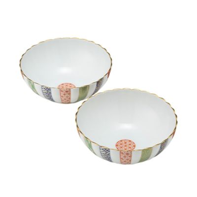 香蘭社 三色地紋 中鉢 13cm ペア 843-2GQM | ブランド洋食器専門店ル
