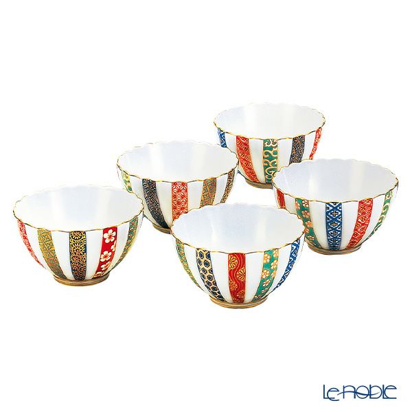 香蘭社 三色地紋 小鉢 9.5×5.5cm 5個セット