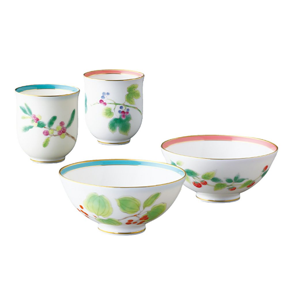 香蘭社 山だより 睦揃 湯呑2＋飯碗2 IP578-DC