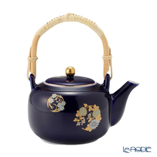 香蘭社 ルリ花丸紋 高級茶器セット 土瓶1＋蓋付湯呑5 R3003-AJF