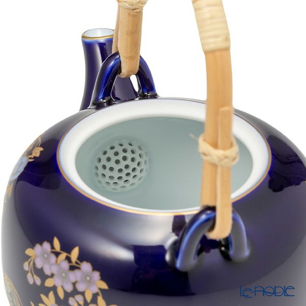 香蘭社 ルリ花丸紋 高級茶器セット 土瓶1＋蓋付湯呑5 R3003-AJF