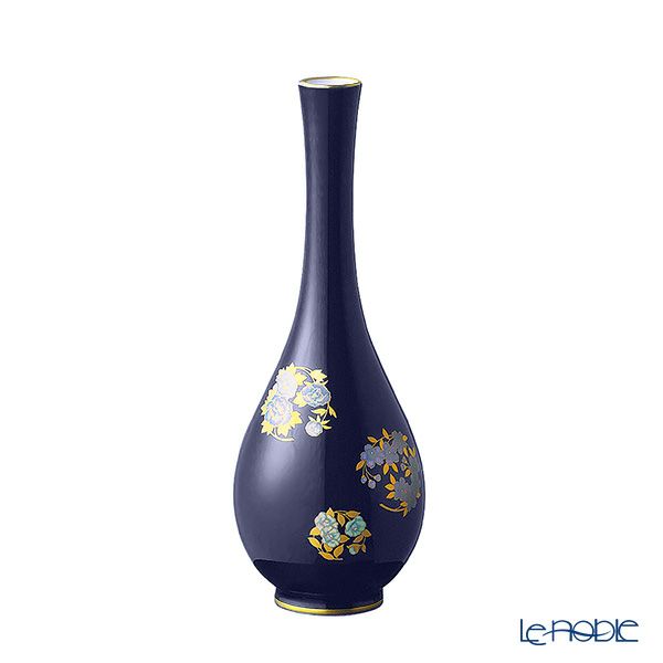 香蘭社 ルリ花丸紋 花瓶 22.5cm R3003-NE7