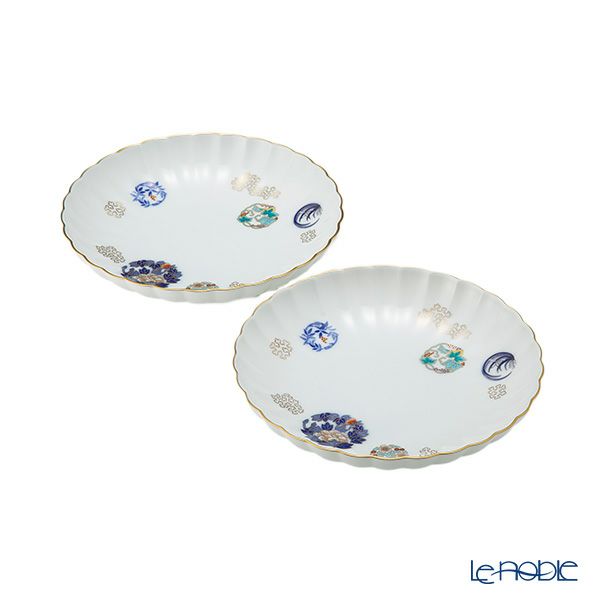 香蘭社 金ミル花丸紋 中皿 18.5cm ペア