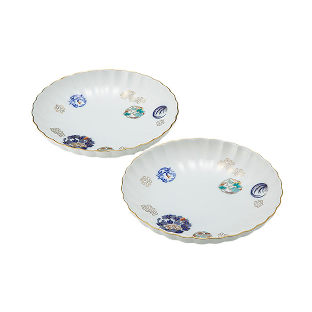 香蘭社 金ミル花丸紋 中皿 18.5cm ペア