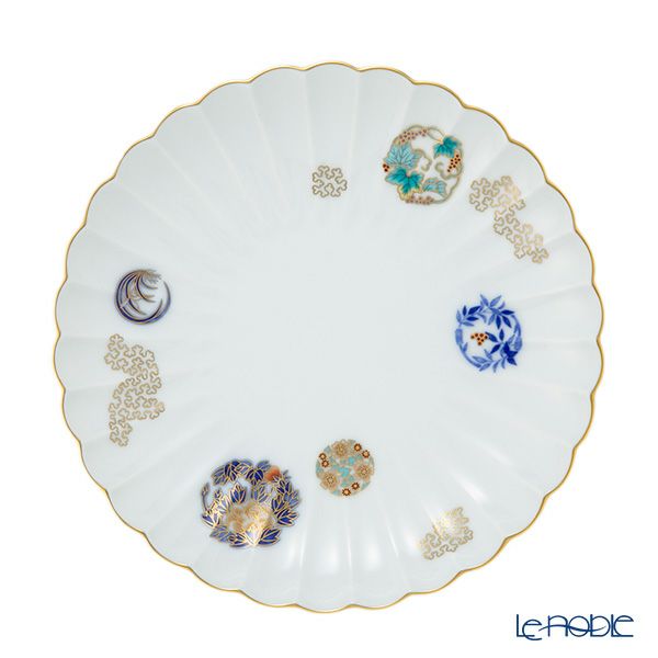 香蘭社 金ミル花丸紋 盛り皿 21.5cm