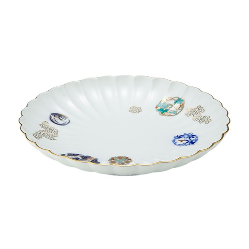 香蘭社 金ミル花丸紋 盛り皿 21.5cm