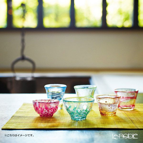 津軽びいどろ 五様ミニグラスセット ル・ノーブルオリジナル 5客 - わたゆき／あじさい／黄金空／舞桜／ねぶた囃子 -