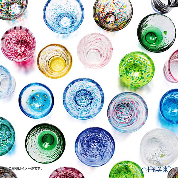 津軽びいどろ 五様ミニグラスセット ル・ノーブルオリジナル 5客 - 桜吹雪／山若葉／夜霧／朝の露／黄金空 -