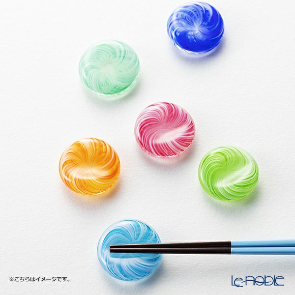 津軽びいどろ 箸置き ル・ノーブルオリジナル 5個セット 渦巻 桜・山吹・萌黄・露草・紺青