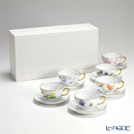 大倉陶園 富士山に咲く高原の花 碗皿（カップ＆ソーサー） 6客セット 89CU／E133