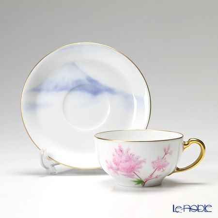 大倉陶園 富士山に咲く高原の花 碗皿（カップ＆ソーサー） 6客セット 89CU／E133