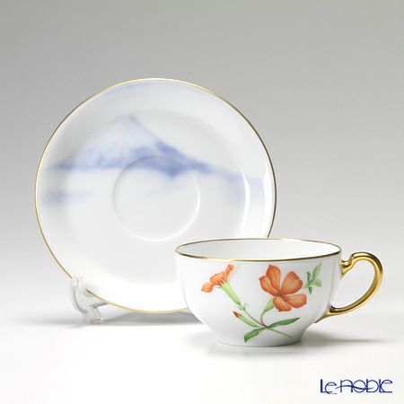 大倉陶園 富士山に咲く高原の花 碗皿（カップ＆ソーサー） 6客セット 89CU／E133