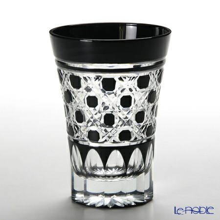 【伝統工芸】田島硝子 江戸切子 黒 八角籠目紋 タンブラー TG09-18-1K 【木箱入】