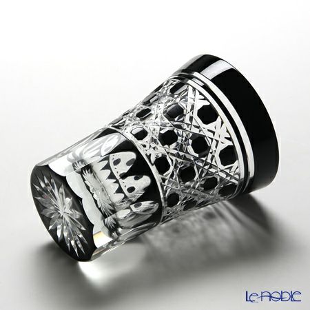 【伝統工芸】田島硝子 江戸切子 黒 八角籠目紋 タンブラー TG09-18-1K 【木箱入】