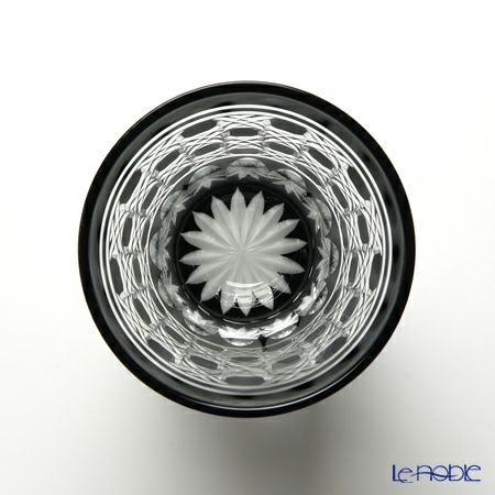 【伝統工芸】田島硝子 江戸切子 黒 八角籠目紋 タンブラー TG09-18-1K 【木箱入】