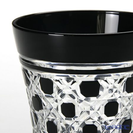【伝統工芸】田島硝子 江戸切子 黒 八角籠目紋 タンブラー TG09-18-1K 【木箱入】