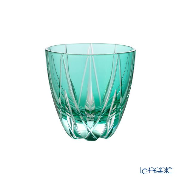 【伝統工芸】田島硝子 江戸切子 星華紋 ぐい呑み 緑 75ml TK21-301-1G