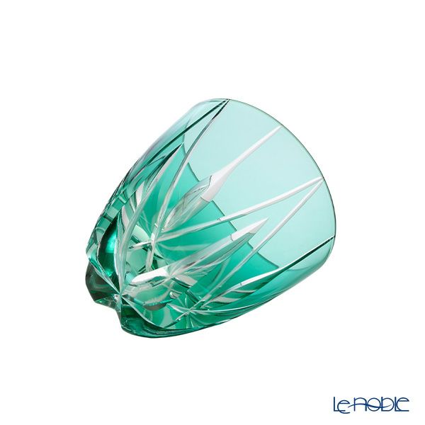 【伝統工芸】田島硝子 江戸切子 星華紋 ぐい呑み 緑 75ml TK21-301-1G