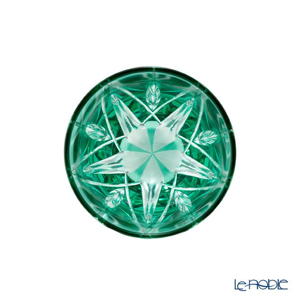 【伝統工芸】田島硝子 江戸切子 星華紋 ぐい呑み 緑 75ml TK21-301-1G