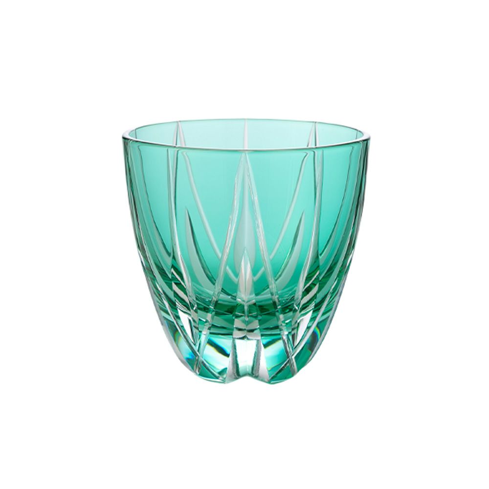 【伝統工芸】田島硝子 江戸切子 星華紋 ぐい呑み 緑 75ml TK21-301-1G