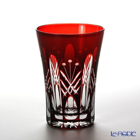 【伝統工芸】田島硝子 江戸切子 映見玉矢来 タンブラー レッド TG05-15-1R