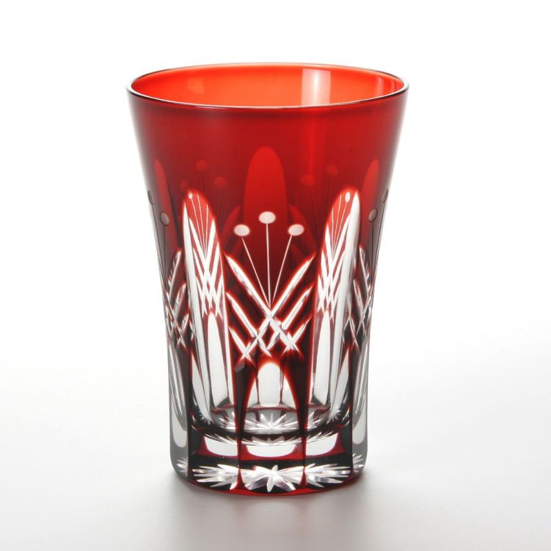 【伝統工芸】田島硝子 江戸切子 映見玉矢来 タンブラー レッド TG05-15-1R