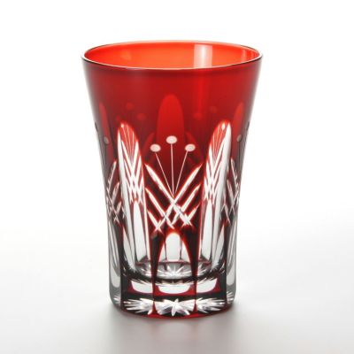 伝統工芸】田島硝子 江戸切子 星華紋 ぐい呑み 銅赤 75ml TK21-301-1R