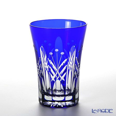 【伝統工芸】田島硝子 江戸切子 映見玉矢来 タンブラー ルリ（ブルー） TG05-15-1B