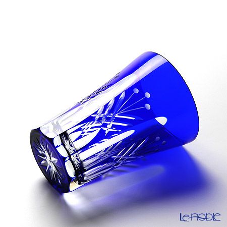 【伝統工芸】田島硝子 江戸切子 映見玉矢来 タンブラー ルリ（ブルー） TG05-15-1B