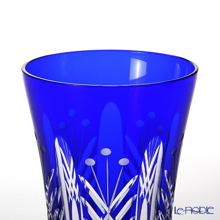 【伝統工芸】田島硝子 江戸切子 映見玉矢来 タンブラー ルリ（ブルー） TG05-15-1B